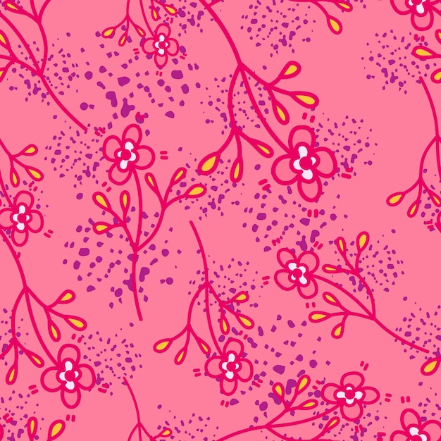 Hand drawn vintage flower seamless pattern Simple floral wallpaper