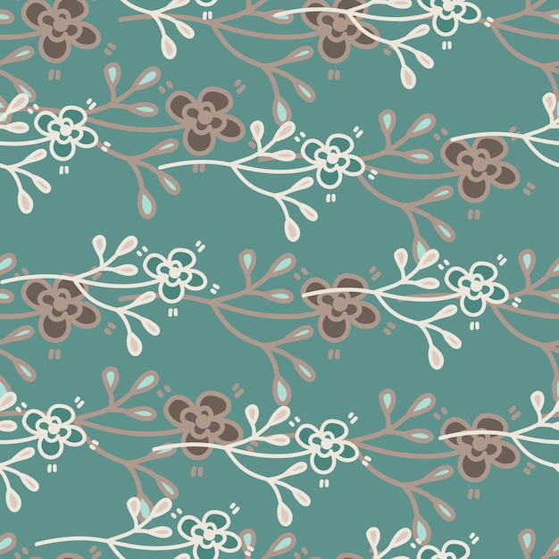 Hand drawn vintage flower seamless pattern Simple floral wallpaper