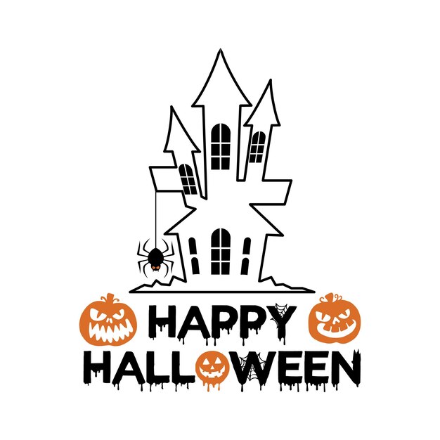 hand drawn vintage happy halloween celebration with night