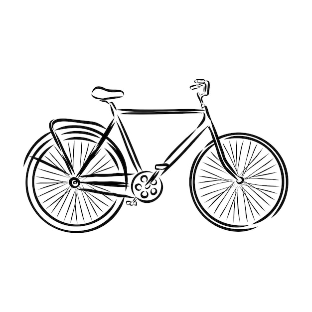 Vector hand drawn vintage icon with bicycle vector illustration.