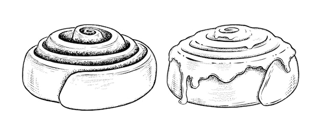 Hand drawn vintage illustration of Cinnamon Rolls