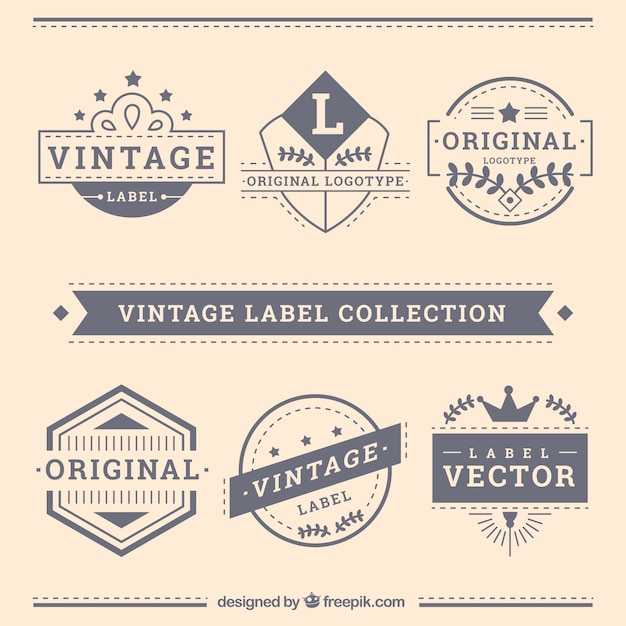 Vector hand drawn vintage label collection