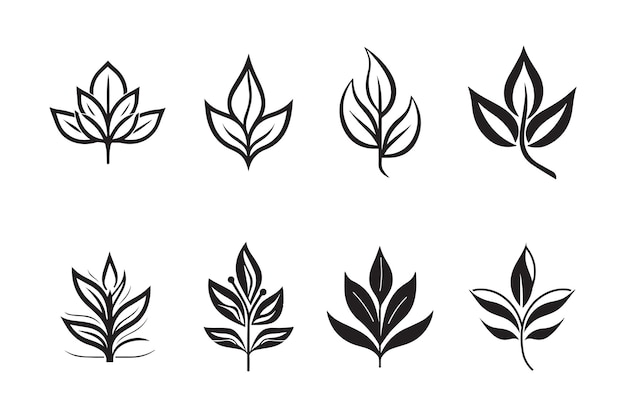 フラット スタイルで手描きのヴィンテージの葉と花のロゴ