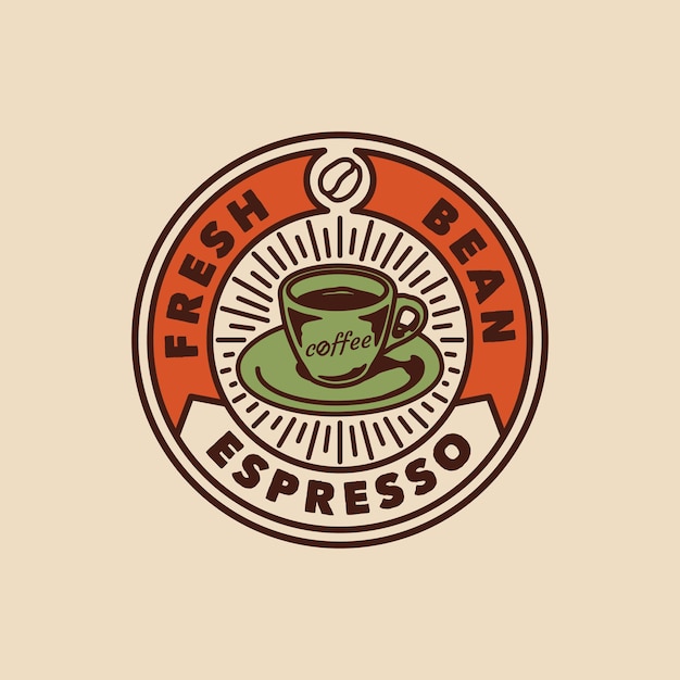 Vector hand drawn vintage manual brew coffee shop logo badge