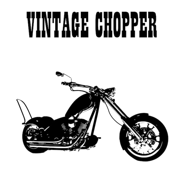 Hand-drawn vintage motorcycle. classic chopper.