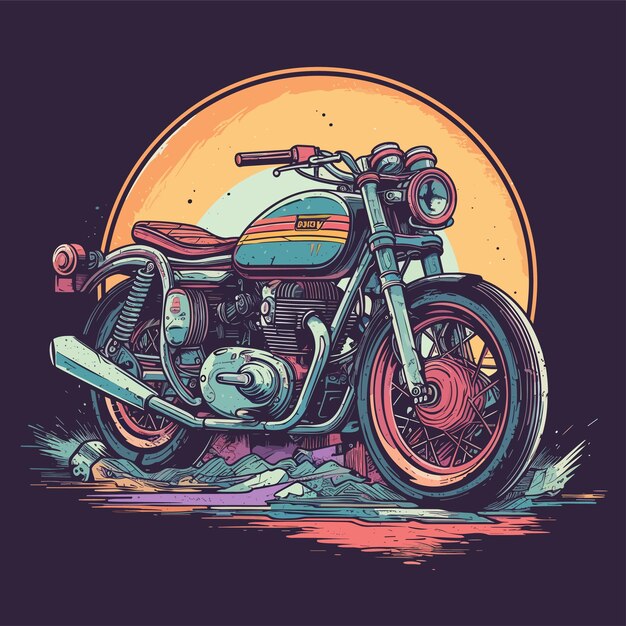 Vector hand drawn vintage motorcycle illustration classic motor retro design