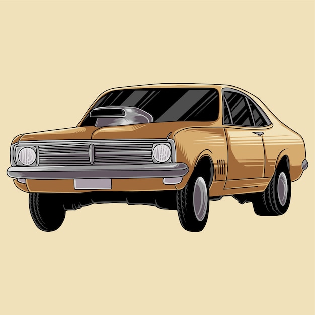 Vector hand drawn vintage muscle car