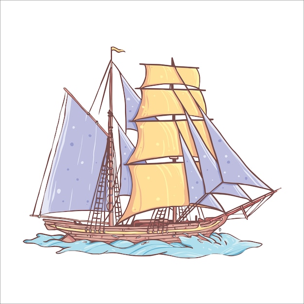 手描きのヴィンテージ古い船のデザイン