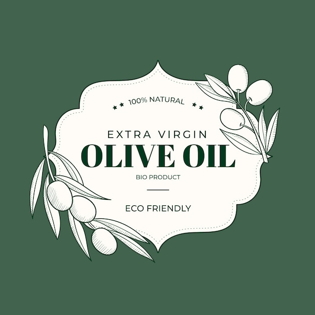 Hand drawn vintage olive oil label