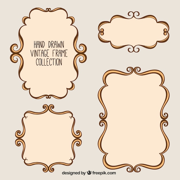 Vector hand drawn vintage photo frames