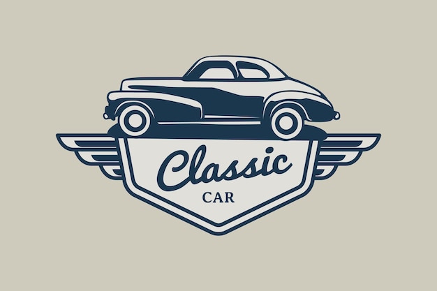 Hand Drawn Vintage style of muscle and classic cars badge