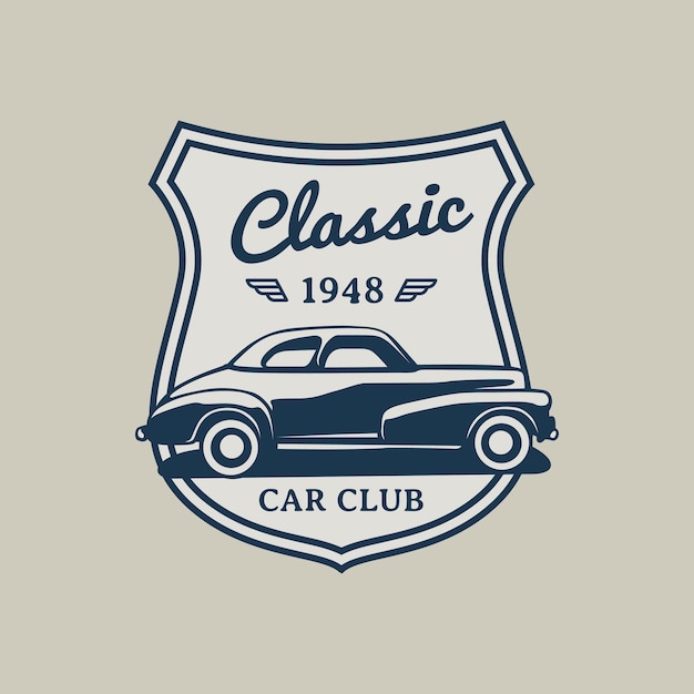 Hand drawn vintage style of muscle and classic cars badge