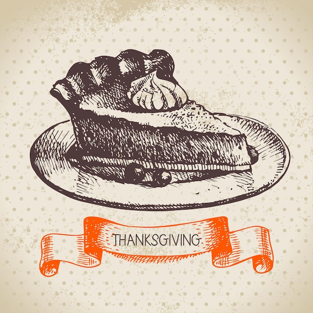 Hand drawn vintage thanksgiving day background