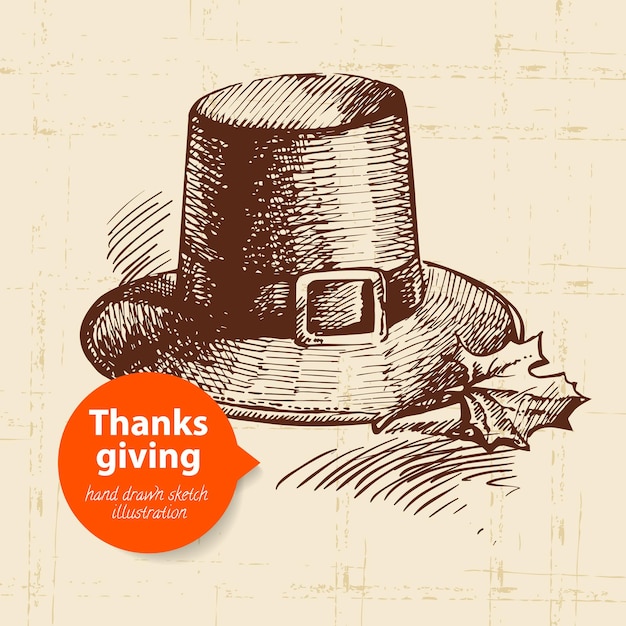 Нарисованная рукой винтажная иллюстрация дня благодарения