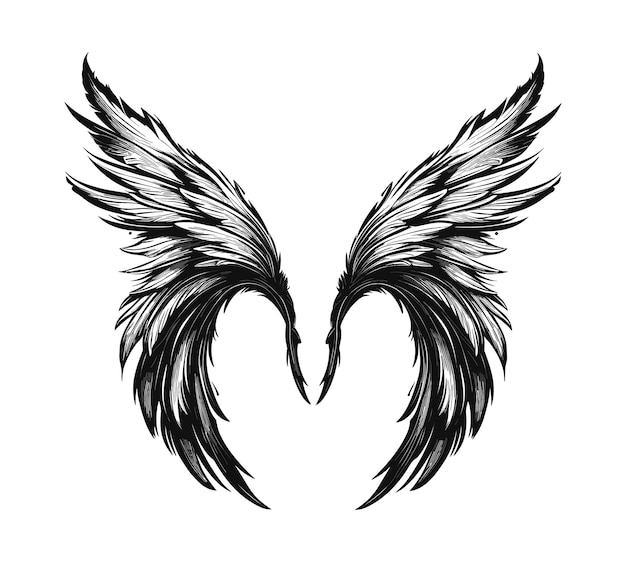 Hand drawn vintage vector wing