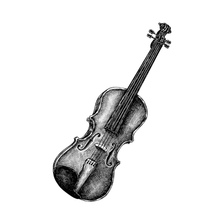 Vector hand drawn violin isolated on white background