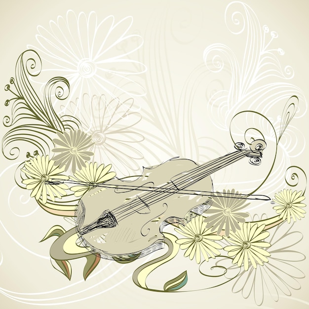 Vector hand drawn violin on a light background