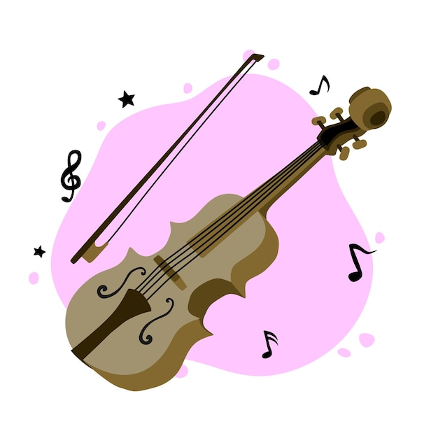 Strumento musicale violino disegnato a mano