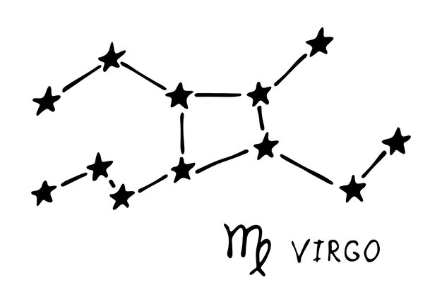 Вектор Ручной обращается знак зодиака дева эзотерический символ каракули астрологический клипарт элемент дизайна