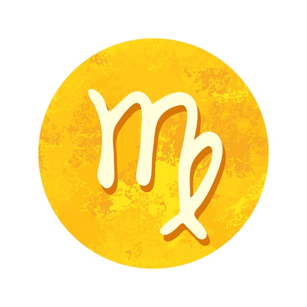Вектор Ручно нарисованный знак зодиака девы в золотой круглой раме астрология рисунок клипарт элемент для дизайна