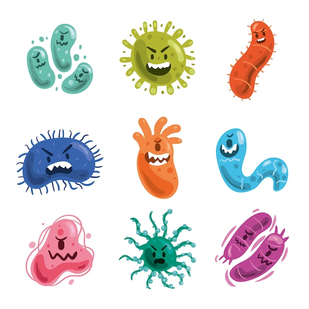 Vector hand drawn virus collection