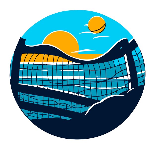 Vector hand drawn volleyball beach net illustration