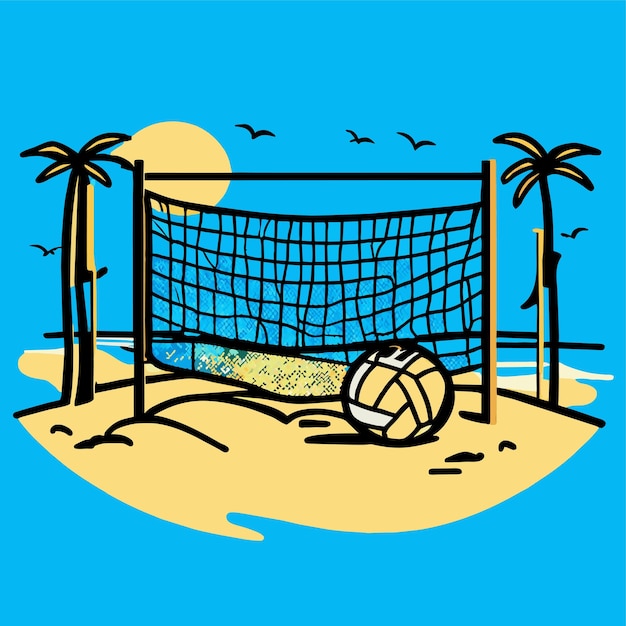 Premium Vector  Hand drawn volleyball beach net illustration