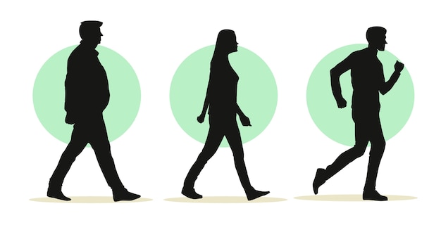 Hand drawn walking  silhouette illustration