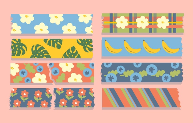 Hand Drawn Washi Tape Collection Colorful Cutie