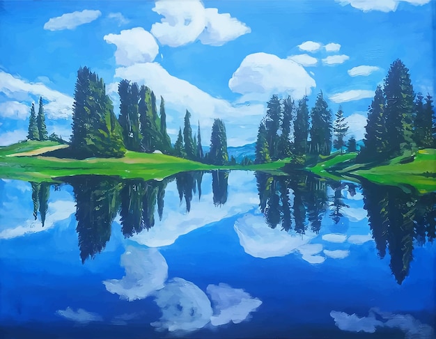 Hand drawn water reflection very nice painting illustration