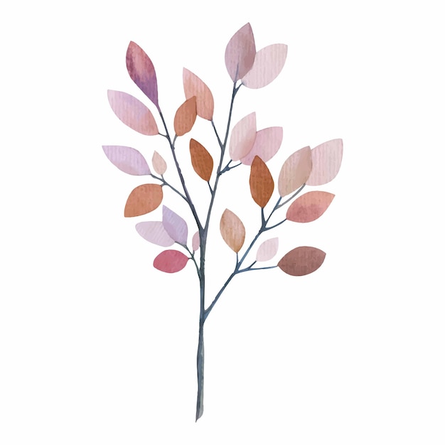 Vector hand drawn watercolor branch. natural decorative branch single element collection.