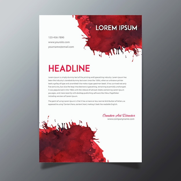 Hand drawn watercolor brochure template design