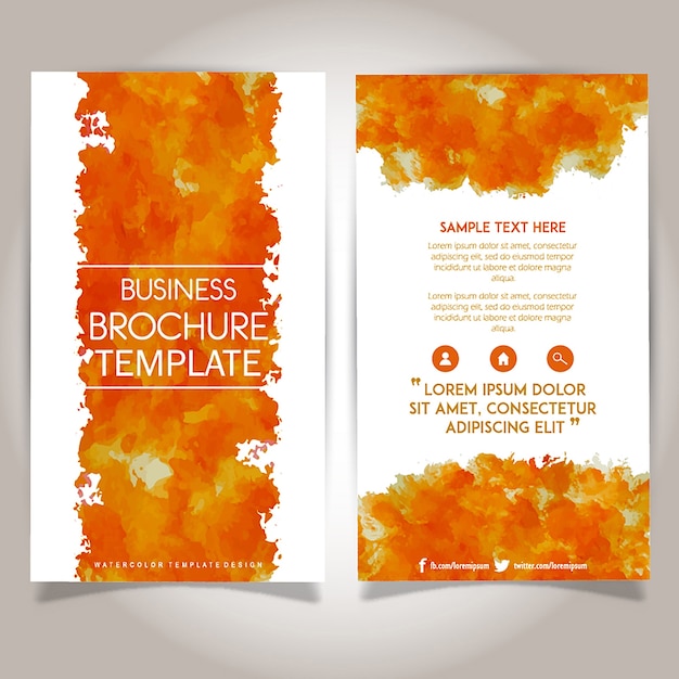 Hand drawn watercolor brochure template design