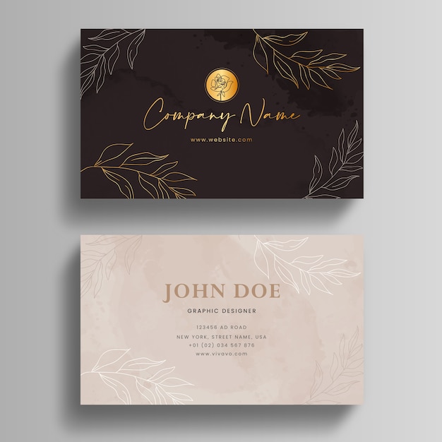 Vector hand drawn watercolor business card template