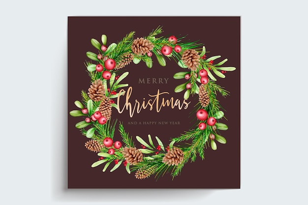 Hand drawn watercolor christmas card set