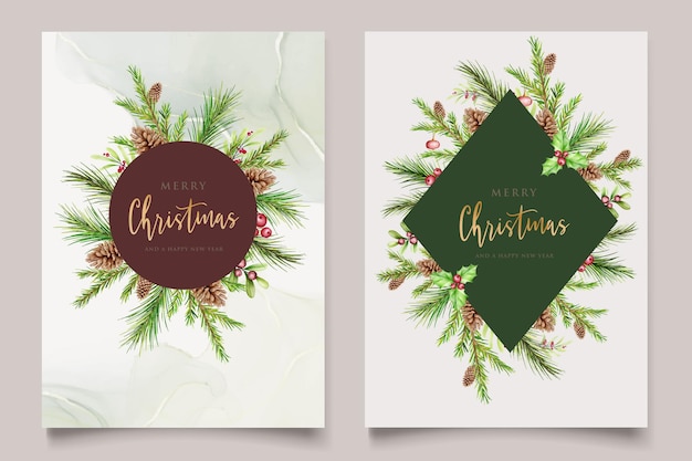 Hand drawn watercolor christmas card