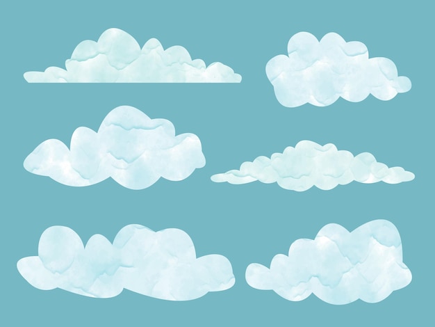 Vector hand drawn watercolor clouds