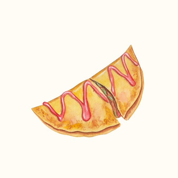 Vector hand drawn watercolor egg omlette