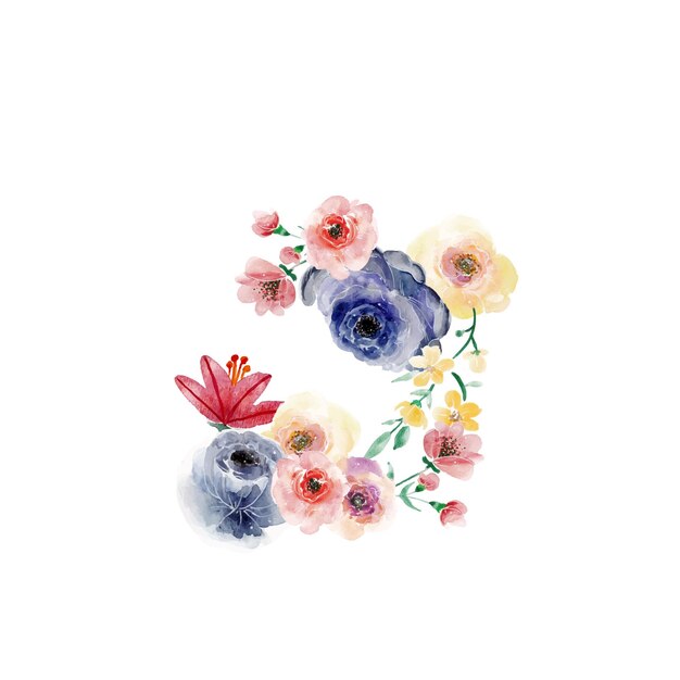 Vector hand drawn watercolor floral background