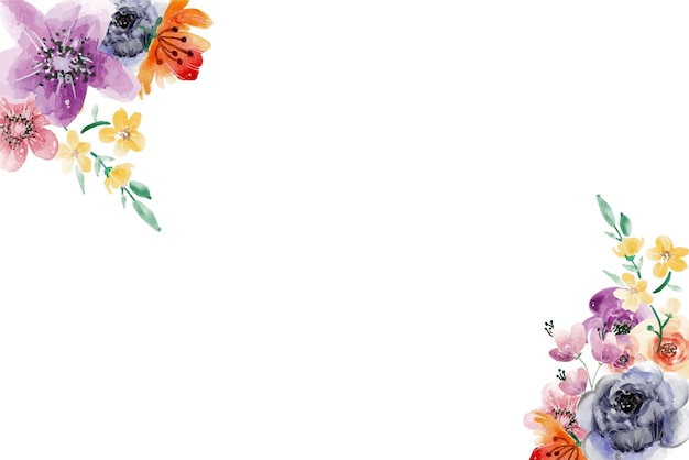 Vector hand drawn watercolor floral background