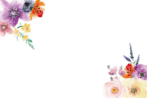 Vector hand drawn watercolor floral background