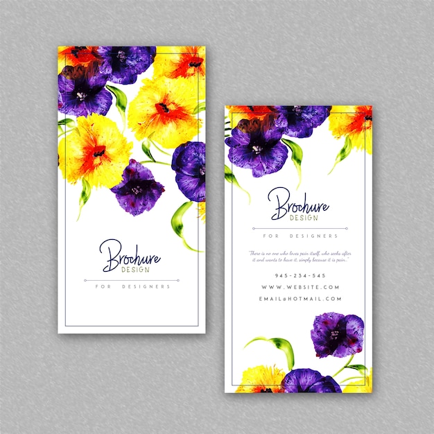 Hand Drawn Watercolor Floral Brochure Designs