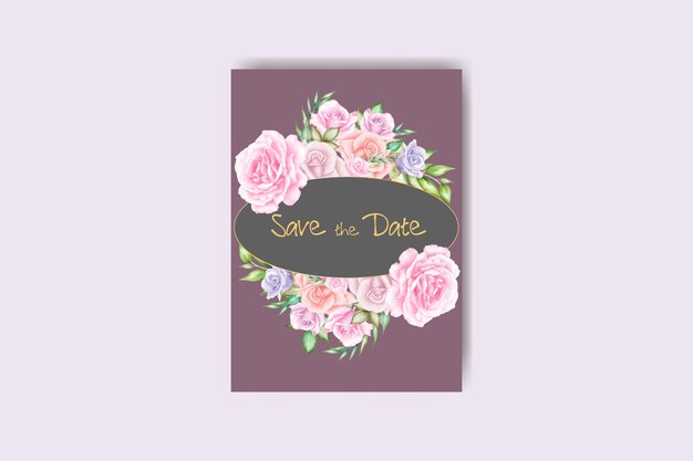 hand drawn watercolor floral frame wedding invitation card