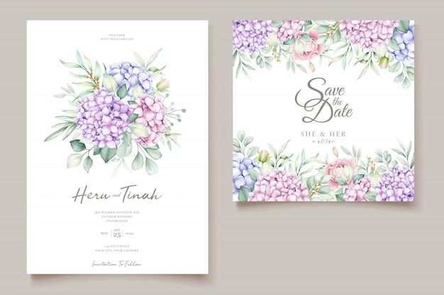 Hand drawn watercolor floral invitation card