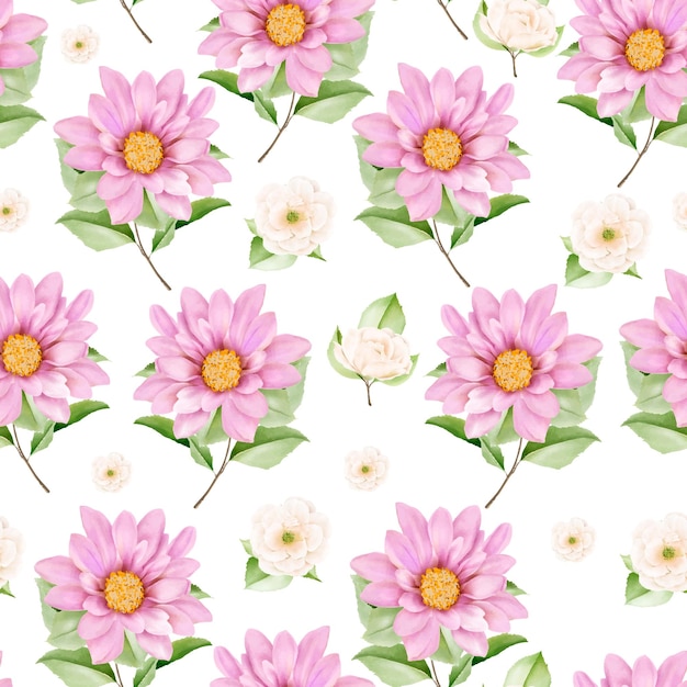 Hand drawn watercolor floral seamless pattern