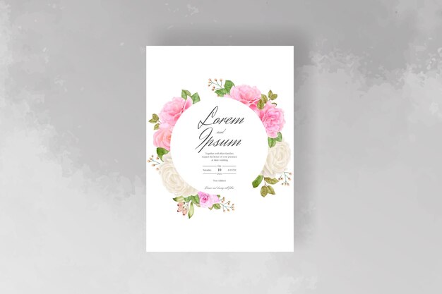 Hand drawn watercolor floral wedding invitation template