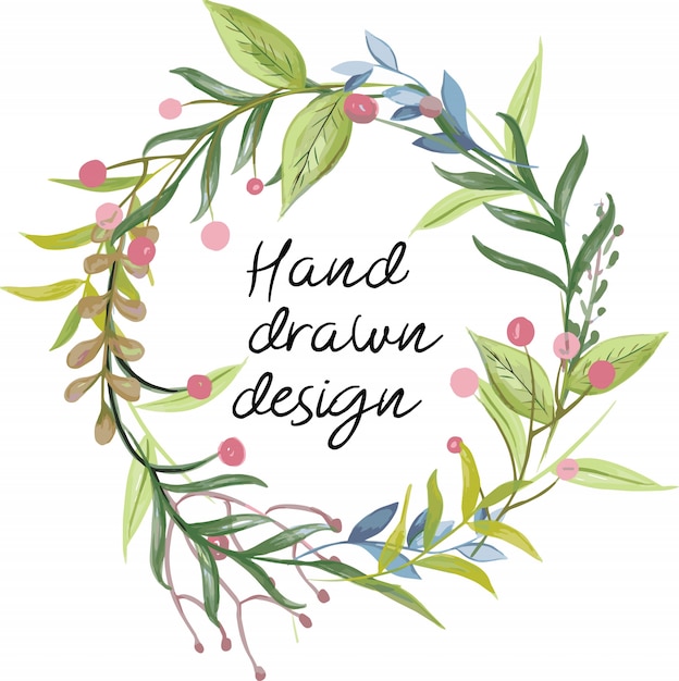 Vector hand drawn watercolor floral wreath