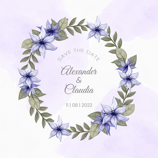 Hand drawn watercolor flower invitation card