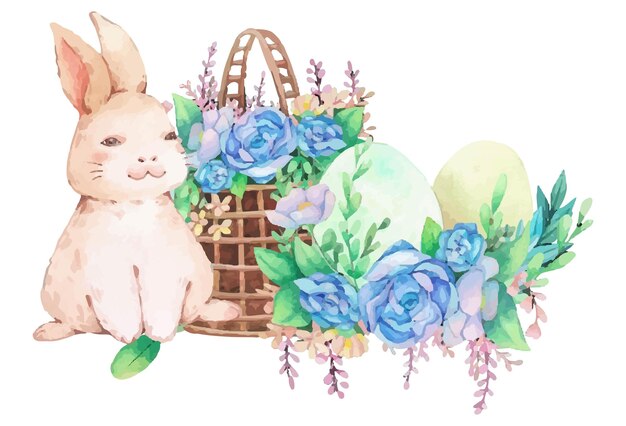 Hand drawn watercolor happy easter for design vector illustration