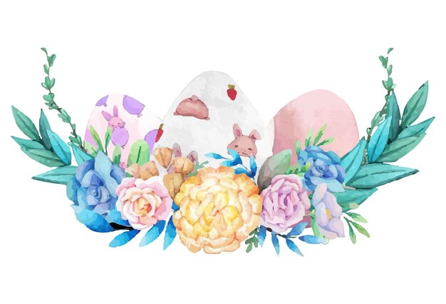 Hand drawn watercolor happy easter for design Vector illustration